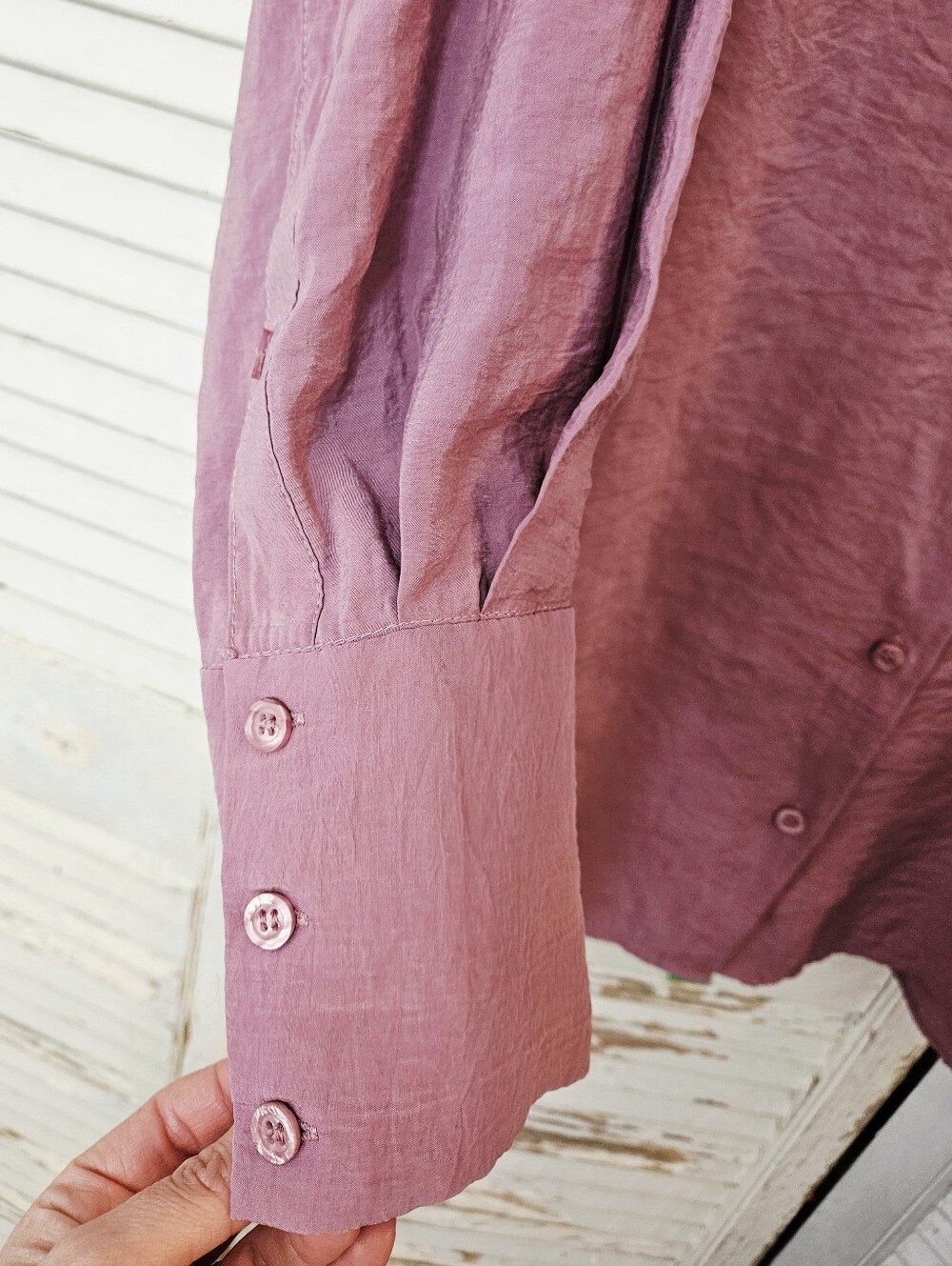 Zara Mauve/Pink Crepe Oversized Blouse Fits Medium To XL - Picture 5 of 12